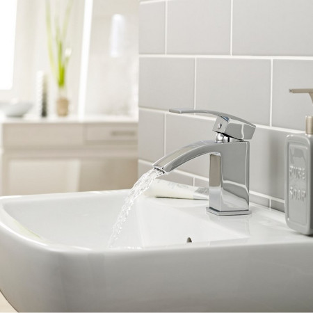 TAP001FLJ Kartell Flair Mono Basin Mixer with Click Waste Bathroom Setting