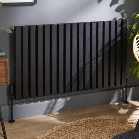 Kartell Hamilton 575 x 994mm Black Horizontal Double Panel Radiator