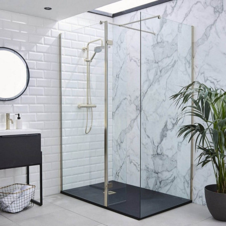 Kartell KV8 760mm Brushed Nickel Wetroom Screen