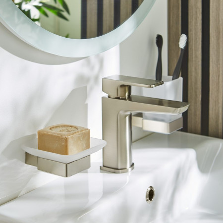 ACC326 Kartell K Vit Premium Brushed Nickel Soap Dish Holder Lifestyle