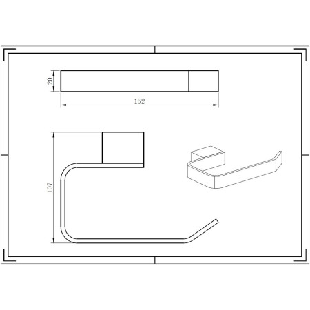 ACC302 Kartell K Vit Premium Chrome Toilet Roll Holder Line Drawing