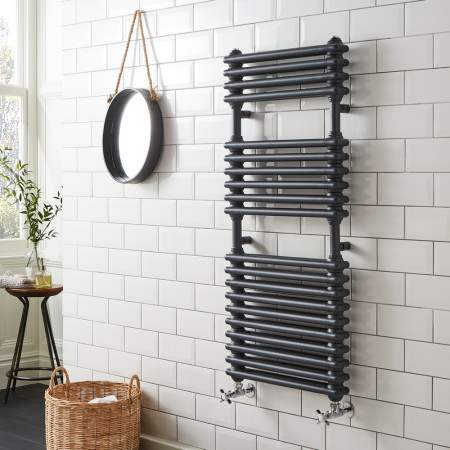 Kartell Kolumn Dual Column Anthracite 1140 x 500mm Towel Rail
