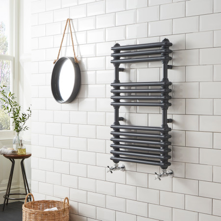 KOL832-500A Kartell Kolumn Dual Column Anthracite 832 x 500mm Towel Rail (2)