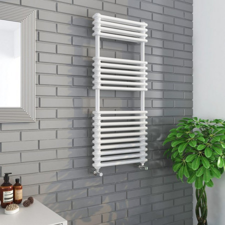 KOL1140-500WT Kartell Kolumn Dual Column White 1140 x 500mm Towel Rail (2)