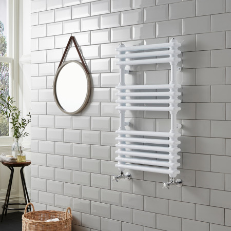 KOL832-500WT Kartell Kolumn Dual Column White 832 x 500mm Towel Rail (2)