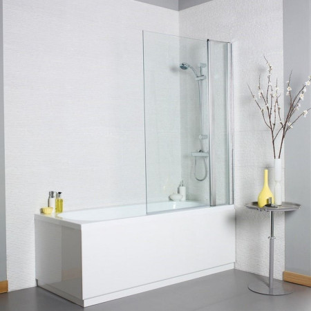 KONSSS1 Kartell Koncept 1400 x 1000mm Square Edge Straight Bath Screen with Extension Panel