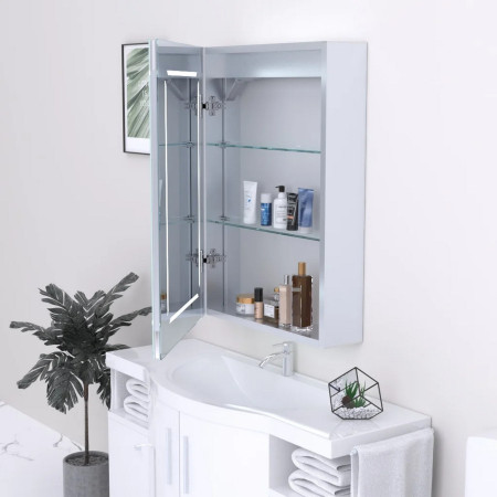 MIR105 Kartell Link 500 x 700mm LED Bathroom Mirror Cabinet Interior View