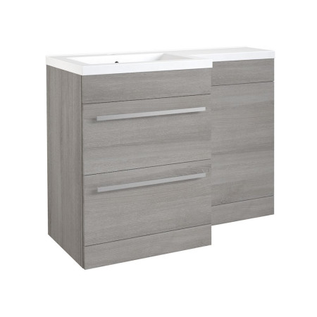 Kartell Matrix 1100mm Silver Oak L Shaped Left Hand Furniture Pack with Drawers