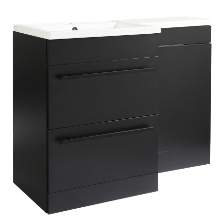 Kartell Matrix 2 Drawer L Shaped 1100mm Left Hand Furniture Pack in Black with Black Handles