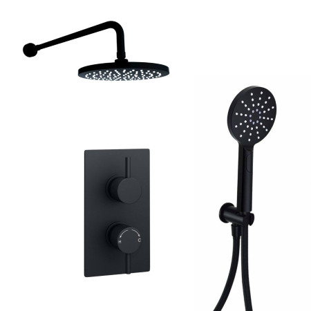 SHO046NR/SHO055NR/SHO107NR Kartell Nero Round Concealed Shower with Handshower and Overhead Drencher