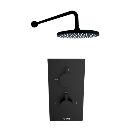 Kartell Nero Round Concealed Shower with Overhead Drencher