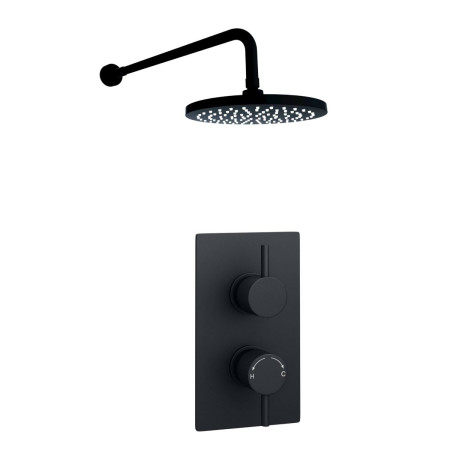 SHO045NR/SHO055NR Kartell Nero Round Concealed Shower with Overhead Drencher