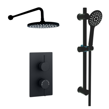 SHO046NR/SHO057NR/SHO088NR/SHO055NR Kartell Nero Round Concealed Shower with Overhead Drencher and Adjustable Handset
