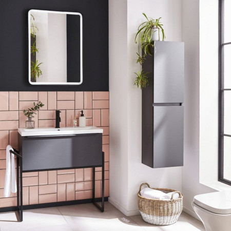 NE5070 Kartell Nero Square 500 x 700mm LED Black Bathroom Mirror Lifestyle