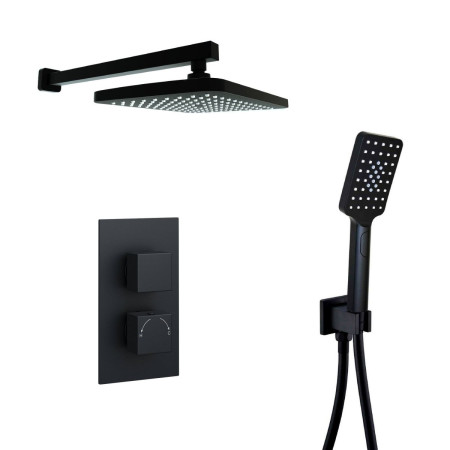 SHO049NS/SHO056NS/SHO108NS Kartell Nero Square Concealed Shower with Handshower and Overhead Drencher