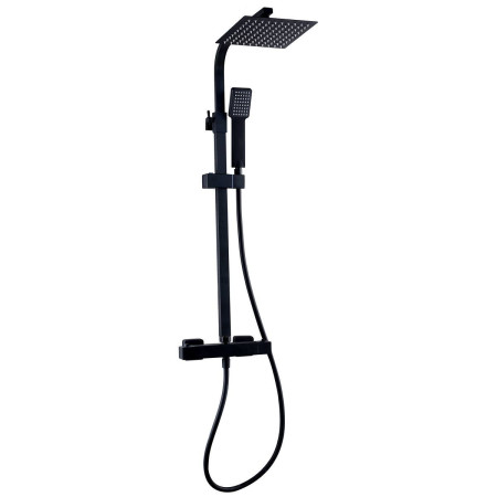 SHO050NS Kartell Nero Square Exposed Bar Shower with Drencher and Sliding Handset