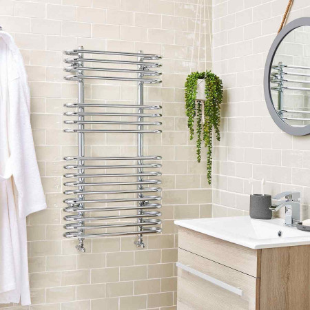 Kartell Oakland Chrome Heated Towel Rail Room Setting