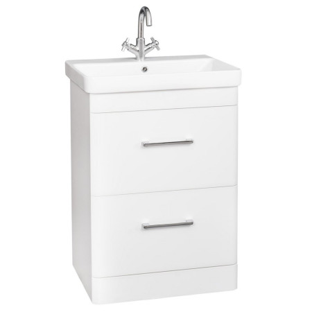 Kartell Options 24 600mm Gloss White Floorstanding Vanity Unit with Drawers