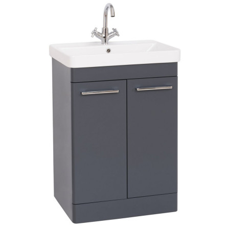 Kartell Options 24 600mm Matt Cool Grey Floorstanding Vanity Unit with Doors