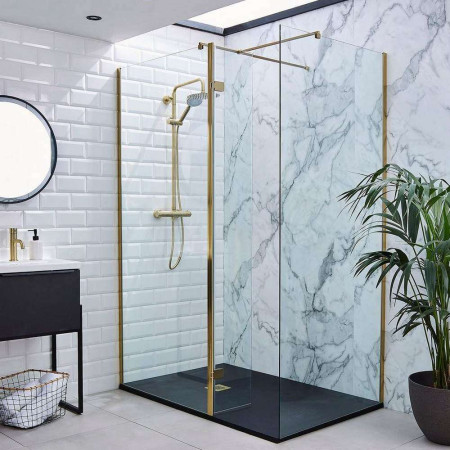 Kartell Ottone 1100mm Brushed Brass Wetroom Screen