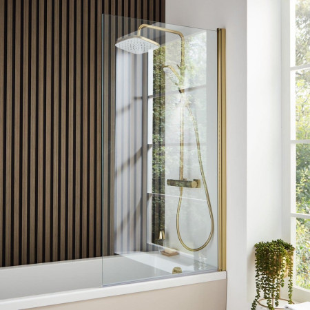 Kartell Ottone Brushed Brass 1400 x 780mm Square Bath Screen