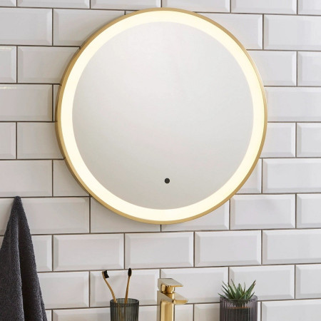 OT60 Kartell Ottone Round 600mm LED Brushed Brass Bathroom Mirror Lifestyle