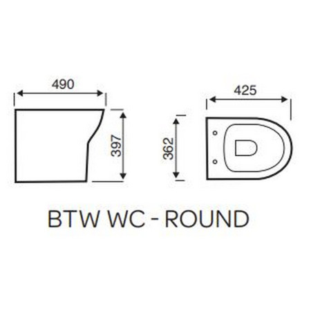 Kartell Project Round Back To Wall WC Pan & Soft Close Seat Technical Drawing