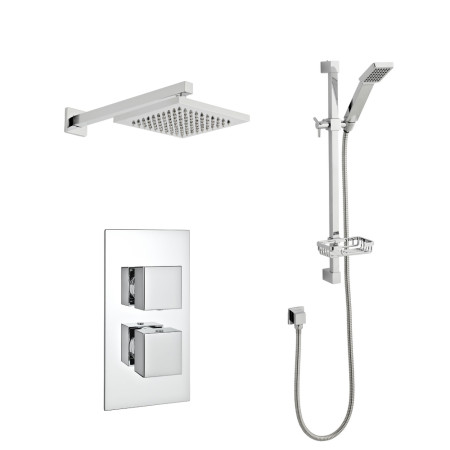 Kartell Pure Thermostatic Concealed Shower with Adjustable Slide Rail Kit & overhead Drencher