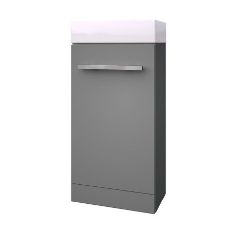 Kartell Purity 410mm Cloakroom Unit & Basin - Storm Grey Gloss