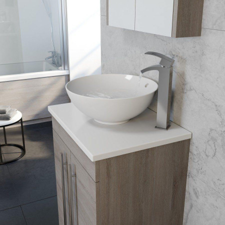 PSO600DO/FUR433PU/FUR435PU Kartell Purity 600mm Floor Standing 2 Door Silver Oak Vanity Unit with Worktop & Basin (2)