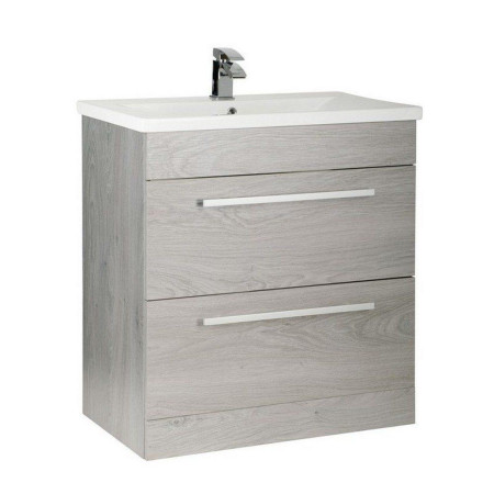 PSO800DR/FUR062PU Kartell Purity 800mm Floor Standing Drawer Silver Oak Vanity Unit with Mid Depth Basin