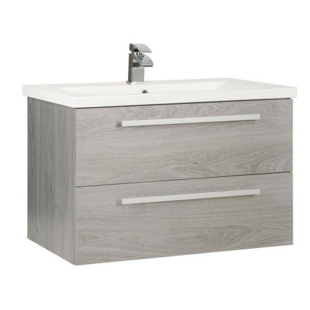PSO800WM/FUR062PU Kartell Purity 800mm Wall Mounted Drawer Silver Oak Vanity Unit with Mid Depth Basin