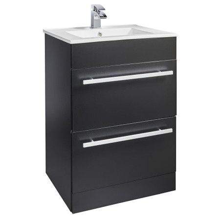 Kartell Purity Matt Black Floorstanding 600mm Two Drawer Vanity Unit