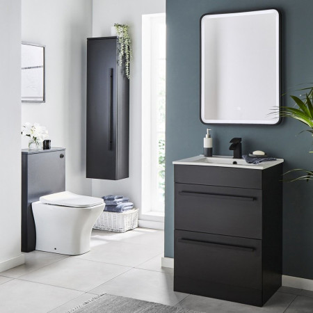 PMB1400SU Kartell Purity Matt Black Wall Mounted Side Unit Lifestyle