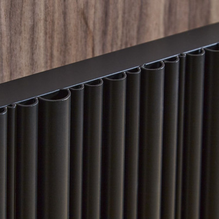 ALRAD-6-604-BK Kartell Quebec 575 x 479mm Black Horizontal Double Panel Radiator Close Up