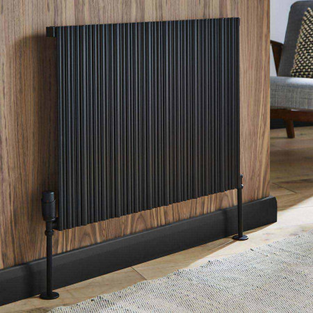 Kartell Quebec 575 x 1199mm Black Horizontal Single Panel Radiator