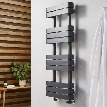 Kartell Tampa 1200 x 500mm Anthracite Heated Towel Rail