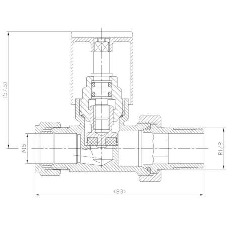 GREY-STR Kartell Textured Grey 15mm Straight Radiator Valves Line Drawing