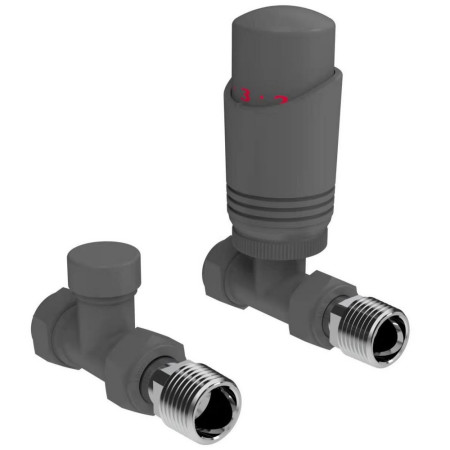 Kartell Textured Grey Thermostatic TRV Straight Radiator Valves