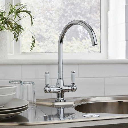Kartell Traditional Kitchen Sink Mixer Tap in Chrome Room Setting