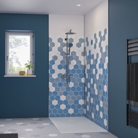 Kinewall Blue Monochrome Hexagon 1250 x 2500mm Panel