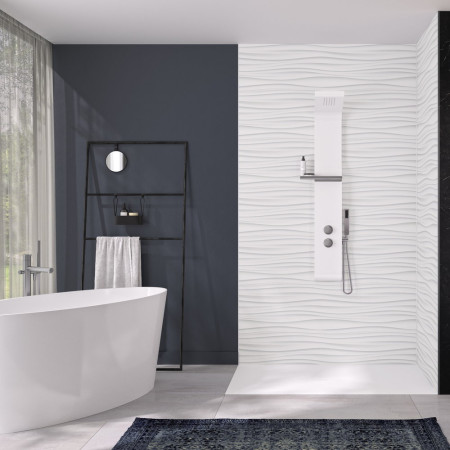 PM640 Kinewall White Waves 1000 x 2500mm Panel Lifestyle