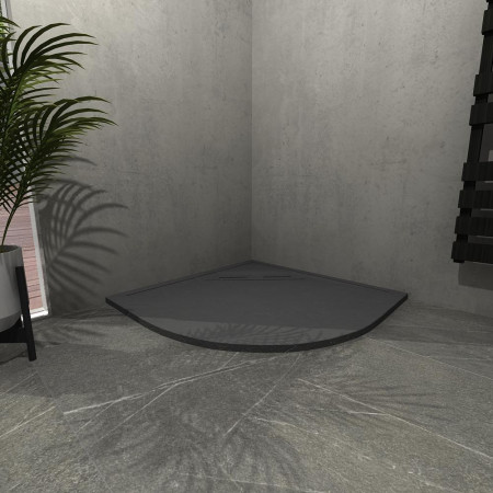 C2T90QTSLGR Kudos Connect2 900 x 900mm Quadrant Slate Grey Shower Tray Lifestyle