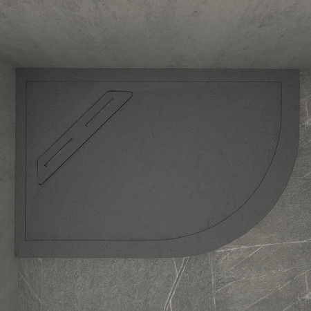 Kudos Connect 2 Left Hand Offset Quadrant Slate Grey Shower Tray 1200 x 900mm