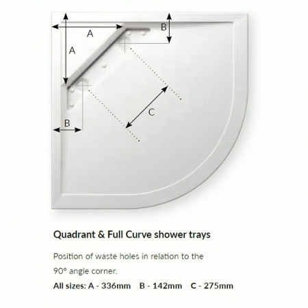 C2TQ1280LHT Kudos Connect 2 Offset Quadrant Shower Tray 1200 x 800mm Left Hand Waste Positions