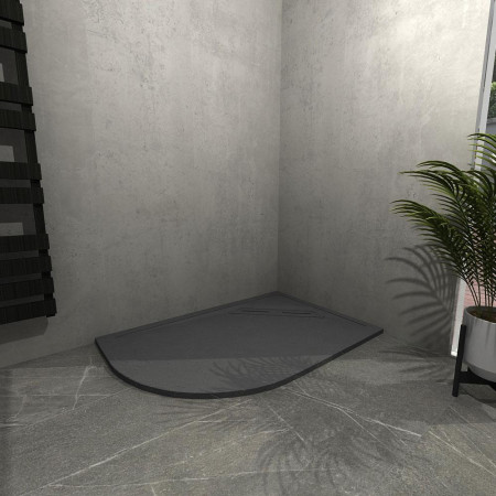 C2TQ12090RHTSLGR Kudos Connect 2 Right Hand Offset Quadrant Slate Grey Shower Tray 1200 x 900mm Lifestyle