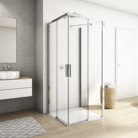 Kudos Divera 700 x 700mm Corner Entry Shower Enclosure in Chrome with optional side panel