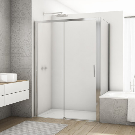 Kudos Divera 1200mm Sliding Shower Door in Chrome with Side Panel