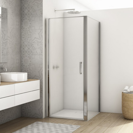 Kudos Divera Pivot Shower Door in Chrome with Side Panel