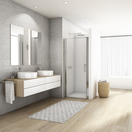 Kudos Divera 800mm Pivot Shower Door in Chrome Lifestyle